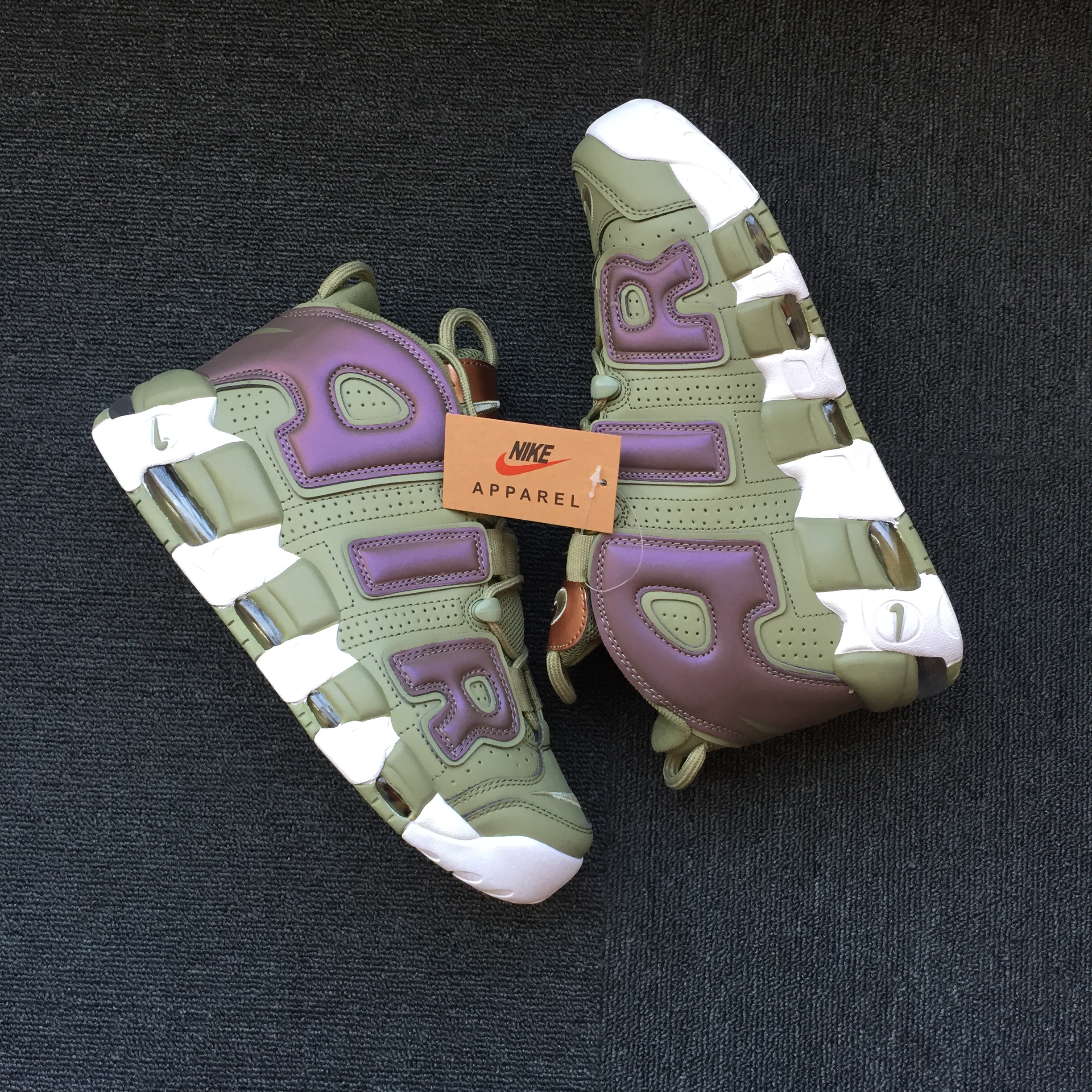 Nike Air More Uptempo Army Green Purple Shoes